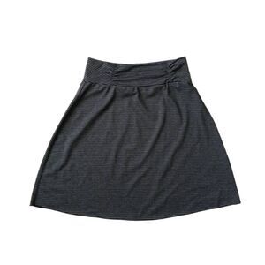 Tranquility Dark Heathered Gray Striped Knee Length Casual Skirt Women's Medium